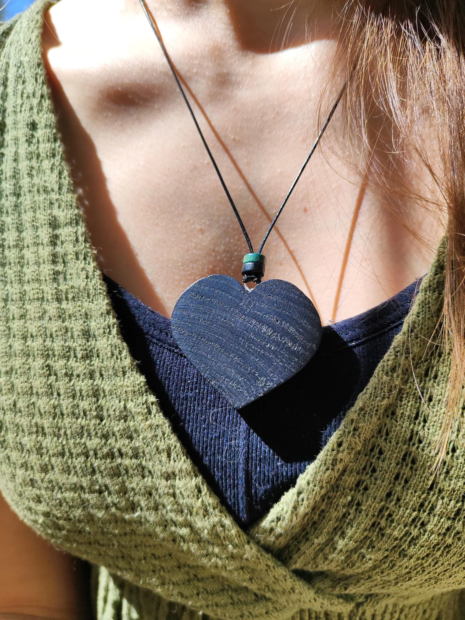 Bog oak heart necklace